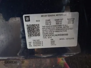 2018 GMC Yukon Denali with VIN 1GKS2CKJ4JR349089, listed as a IAAI auction lot 41862503 with 117,134 mi miles. Bid and sale history available at carsss.com. Image 9.