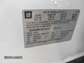 2017 Cadillac XT5 Luxury FWD with VIN 1GYKNBRS1HZ120787, listed as a IAAI auction lot 41900222 with 182,705 mi miles. Bid and sale history available at carsss.com. Image 9.