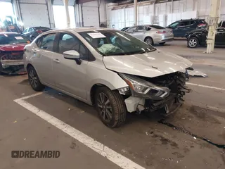 2021 Nissan Versa SV with VIN 3N1CN8EV1ML875990, listed as a IAAI auction lot 41383725 with 55,061 mi miles. Bid and sale history available at carsss.com. Image 1.