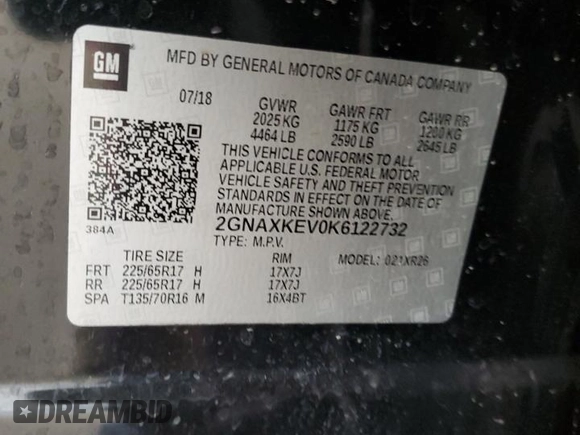 2019 Chevrolet Equinox LT with VIN 2GNAXKEV0K6122732, listed as a Copart auction lot 50625895 with 102,723 mi miles and Clean Title. Bid and sale history available at DreamBid. Image 13.