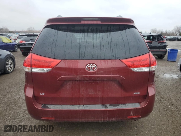 2012 Toyota Sienna LE with VIN 5TDJK3DCXCS035649, listed as a Copart auction lot 51538405 with 235,256 mi miles and Clean Title. Bid and sale history available at carsss.com. Image 6.