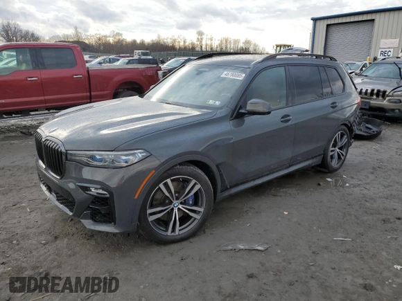 2022 BMW X7 M50i with VIN 5UXCX6C00N9L87710, listed as a Copart auction lot 46780085 with 46,876 mi miles and Salvage Title. Bid and sale history available at carsss.com. Image 1.