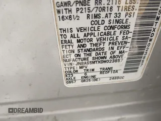 2013 Nissan Rogue S with VIN JN8AS5MTXDW023857, listed as a IAAI auction lot 42123229 with 209,145 mi miles and . Bid and sale history available at DreamBid. Image 9.