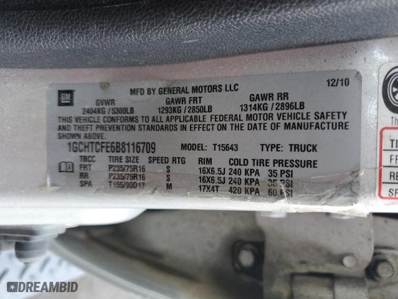 2011 Chevrolet Colorado LT w/1LT with VIN 1GCHTCFE6B8116709, listed as a Copart auction lot 43246105 with 98,902 mi miles and Salvage Title. Bid and sale history available at carsss.com. Image 12.