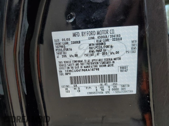 2006 Ford Escape Limited with VIN 1FMCU04196KA18798, listed as a Copart auction lot 50420725 with 113,425 mi miles and Clean title. Bid and sale history available at DreamBid. Image 15.