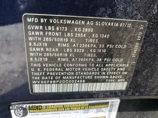 2013 Volkswagen Touareg Lux с VIN WVGEF9BP0DD002456, выставлен на аукционе Copart как лот 56034435 с пробегом 131 412 миль миль и Списание • Salvage title. История ставок и продаж доступна на DreamBid. Изображение 13.