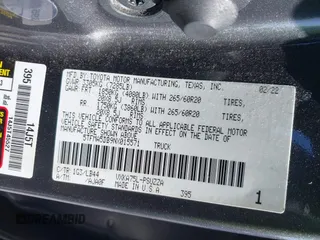 2022 Toyota Tundra 1794 Edition with VIN 5TFMA5DB9NX015571, listed as a IAAI auction lot 41730283 with 76,429 mi miles and . Bid and sale history available at DreamBid. Image 9.