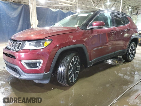 2020 Jeep Compass Limited with VIN 3C4NJDCB6LT167512, listed as a Copart auction lot 48034425 with 50,183 mi miles and Non repairable. Bid and sale history available at DreamBid. Image 1.