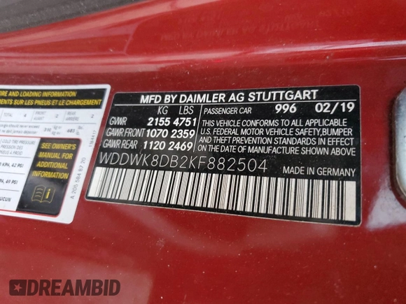 2019 Mercedes-Benz C 300 with VIN WDDWK8DB2KF882504, listed as a Copart auction lot 79469634 with 45,927 mi miles and Salvage Title. Bid and sale history available at carsss.com. Image 12.