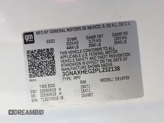 2023 Chevrolet Equinox LS with VIN 3GNAXHEG2PL232138, listed as a IAAI auction lot 42397797 with 31,782 mi miles and . Bid and sale history available at DreamBid. Image 9.