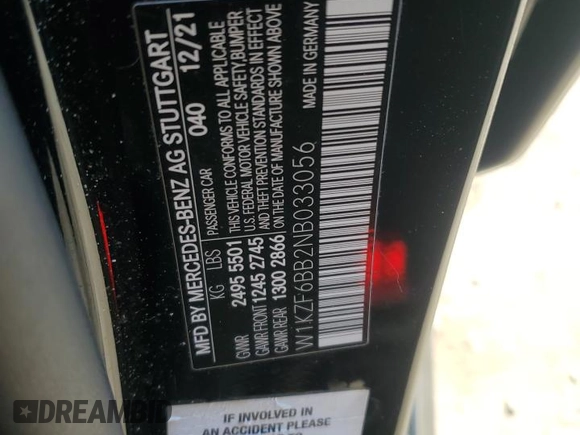 2022 Mercedes-Benz E 53 AMG with VIN W1KZF6BB2NB033056, listed as a Copart auction lot 47609075 with 28,661 mi miles and Salvage Title. Bid and sale history available at DreamBid. Image 12.