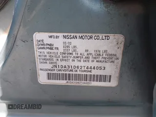 2002 Nissan Maxima GXE z VIN JN1DA31D62T444053, wystawiony jako IAAI lot #42307859 z przebiegiem Nie podano mil oraz . Historia ofert i sprzedaży dostępna na DreamBid. Obrazek 9.