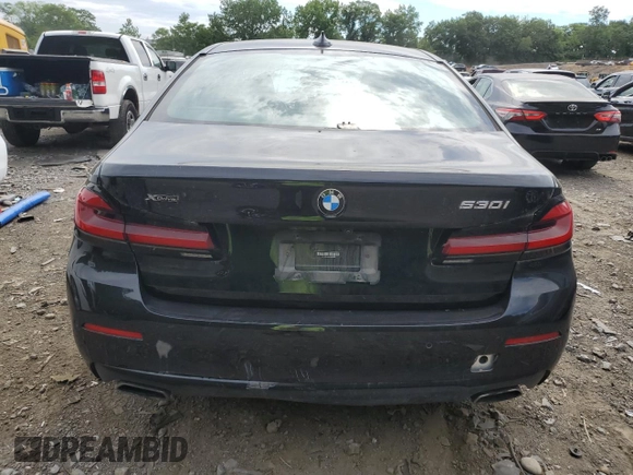2021 BMW 5 Series 530i xDrive with VIN WBA13BJ08MWW93390, listed as a Copart auction lot 61654894 with 35,099 mi miles and Salvage Title. Bid and sale history available at carsss.com. Image 6.