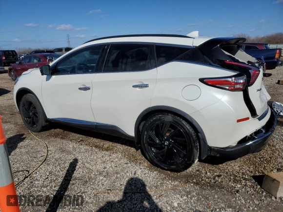 2017 Nissan Murano SL with VIN 5N1AZ2MH8HN189108, listed as a Copart auction lot 50389875 with 143,607 mi miles and Salvage Title. Bid and sale history available at carsss.com. Image 2.
