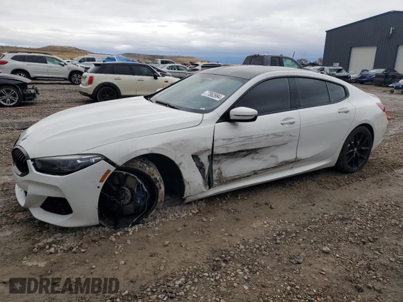 2020 BMW 8 Series M850i with VIN WBAGV8C05LCE00682, listed as a Copart auction lot 77863994 with 22,999 mi miles and Salvage Title. Bid and sale history available at carsss.com. Image 1.