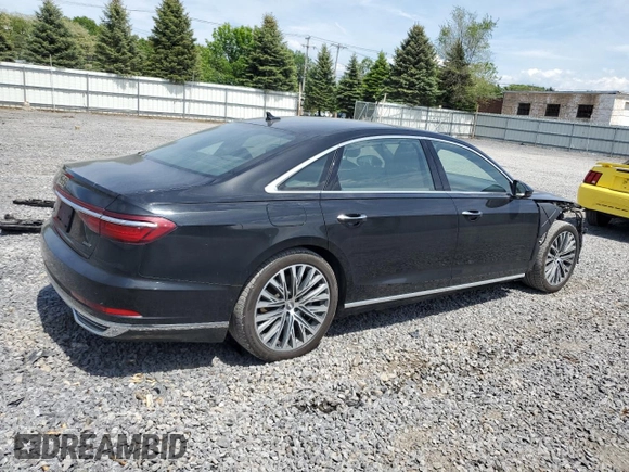 2019 Audi A8 with VIN WAU8DAF88KN016914, listed as a Copart auction lot 57621665 with 47,647 mi miles and Salvage title. Bid and sale history available at DreamBid. Image 3.