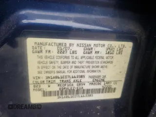 2007 Nissan Sentra S с VIN 3N1AB61E07L663385, выставлен на аукционе Copart как лот 55440705 с пробегом 155 837 миль миль и Списание • Salvage title. История ставок и продаж доступна на DreamBid. Изображение 12.