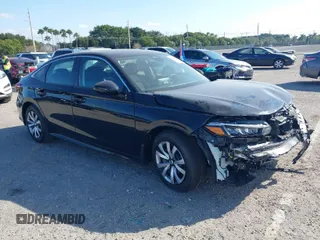2025 Honda Civic Sedan LX with VIN 2HGFE2F28SH547596, listed as a IAAI auction lot 41248083 with 1 mi miles. Bid and sale history available at carsss.com. Image 1.