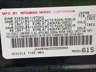 2012 Mitsubishi Outlander Sport SE with VIN JA4AR4AU0CZ006944, listed as a IAAI auction lot 41817511 with 162,991 mi miles. Bid and sale history available at carsss.com. Image 9.