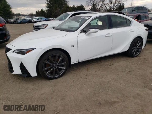 2023 Lexus IS with VIN JTHGZ1E20P5031121, listed as a Copart auction lot 50130225 with 7,685 mi miles and Salvage Title. Bid and sale history available at carsss.com. Image 1.