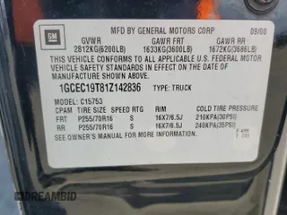 2001 Chevrolet Silverado 1500 with VIN 1GCEC19T81Z142836, listed as a Copart auction lot 49498445 with 337,498 mi miles and Salvage Title. Bid and sale history available at carsss.com. Image 12.