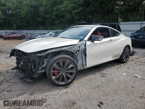 2020 Infiniti Q60 Red Sport 400 with VIN JN1FV7EK0LM400347, listed as a Copart auction lot 61872055 with 68,676 mi miles and Salvage title. Bid and sale history available at DreamBid. Image 1.
