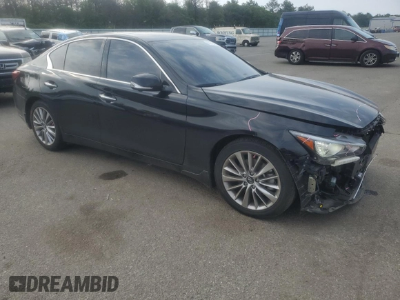 2023 Infiniti Q50 Luxe z VIN JN1EV7BR9PM540514, wystawiony jako Copart lot #60276265 z przebiegiem 19 824 mil mil oraz Szkoda całkowita • Salvage title. Historia ofert i sprzedaży dostępna na DreamBid. Obrazek 4.
