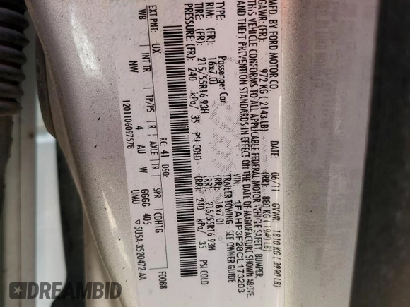 2012 Ford Focus SE с VIN 1FAHP3F28CL173203, выставлен на аукционе Copart как лот 63016495 с пробегом 156 787 миль миль и Чистый • Clean title. История ставок и продаж доступна на DreamBid. Изображение 12.
