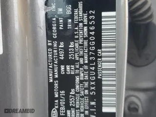 2016 Kia Optima EX with VIN 5XXGU4L37GG046532, listed as a Copart auction lot 42450555 with 156,368 mi miles and Salvage Title. Bid and sale history available at carsss.com. Image 14.
