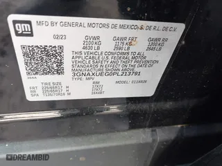 2023 Chevrolet Equinox LT with VIN 3GNAXUEG0PL213791, listed as a IAAI auction lot 41612069 with 11,580 mi miles. Bid and sale history available at carsss.com. Image 9.