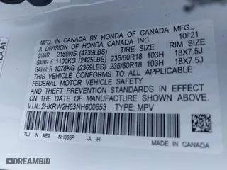 2022 Honda CR-V EX with VIN 2HKRW2H53NH600653, listed as a IAAI auction lot 41394041 with 58,979 mi miles. Bid and sale history available at carsss.com. Image 9.