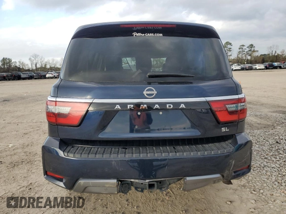 2022 Nissan Armada SL with VIN JN8AY2BDXN9677573, listed as a Copart auction lot 85111554 with 42,637 mi miles and Salvage Title. Bid and sale history available at carsss.com. Image 6.