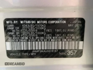 2018 Mitsubishi Outlander ES with VIN JA4AP3AU4JU018167, listed as a Copart auction lot 53749245 with 106,273 mi miles and Salvage title. Bid and sale history available at DreamBid. Image 14.
