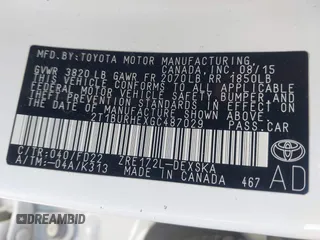 2016 Toyota Corolla L with VIN 2T1BURHEXGC487029, listed as a IAAI auction lot 42767508 with 200,878 mi miles and . Bid and sale history available at DreamBid. Image 9.