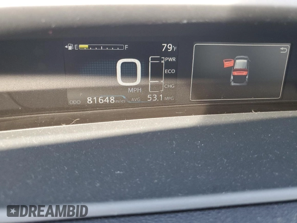 2016 Toyota Prius Four with VIN JTDKARFU3G3001558, listed as a Copart auction lot 55352245 with 81,648 mi miles and Salvage Title. Bid and sale history available at DreamBid. Image 9.