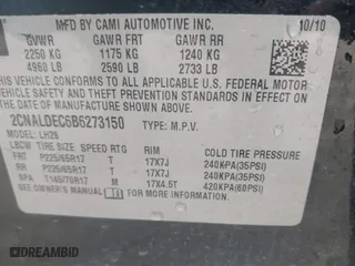 2011 Chevrolet Equinox LT w/1LT with VIN 2CNALDEC6B6273150, listed as a IAAI auction lot 41939459 with 243,374 mi miles. Bid and sale history available at carsss.com. Image 9.
