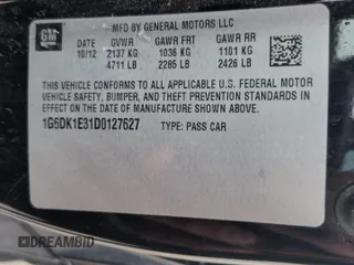 2013 Cadillac CTS Performance with VIN 1G6DK1E31D0127627, listed as a Copart auction lot 50800615 with 205,904 mi miles and Salvage Title. Bid and sale history available at carsss.com. Image 12.