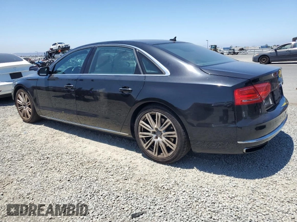 2013 Audi A8 4.0L with VIN WAUR2AFD5DN010742, listed as a Copart auction lot 62687735 with 107,984 mi miles and Salvage title. Bid and sale history available at DreamBid. Image 2.