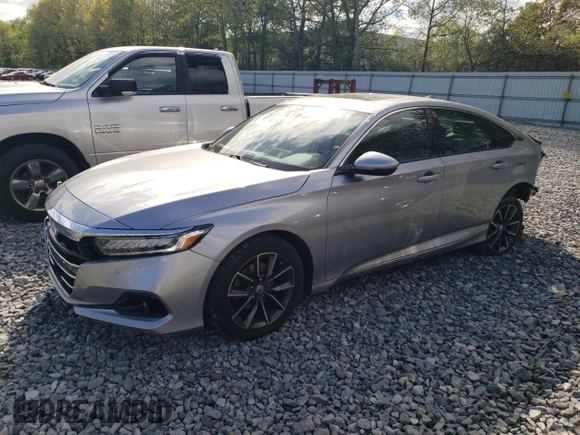 2021 Honda Accord EX-L with VIN 1HGCV1F55MA018972, listed as a Copart auction lot 56281255 with 33,581 mi miles and Salvage title. Bid and sale history available at DreamBid. Image 1.