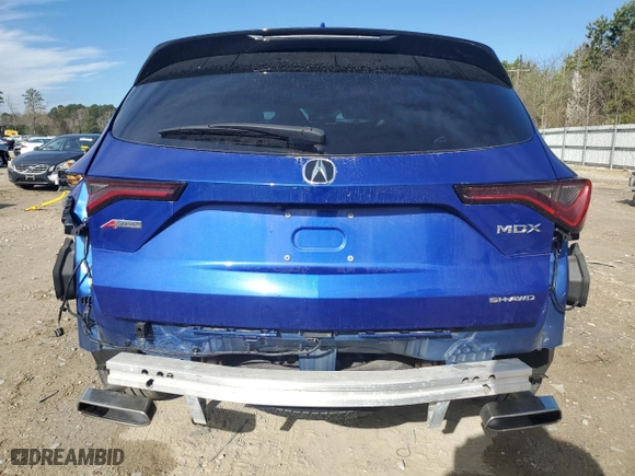 2023 Acura MDX w/A-Spec Package with VIN 5J8YE1H02PL001112, listed as a Copart auction lot 49320085 with 22,907 mi miles and Salvage Title. Bid and sale history available at carsss.com. Image 6.