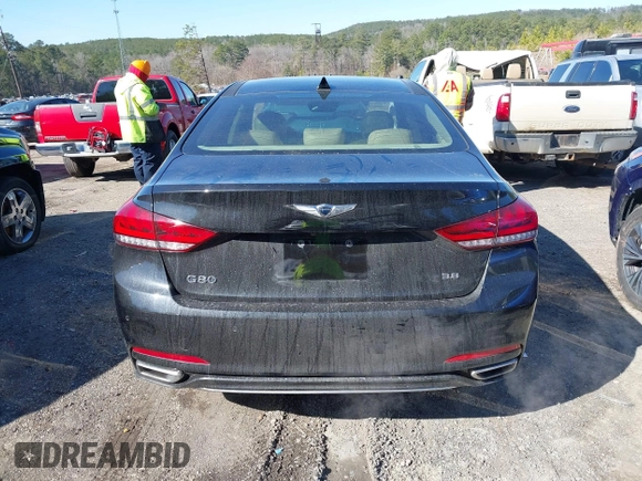 2018 Genesis G80 3.8L with VIN KMHGN4JE0JU265072, listed as a IAAI auction lot 41596549 with 121,502 mi miles. Bid and sale history available at carsss.com. Image 16.