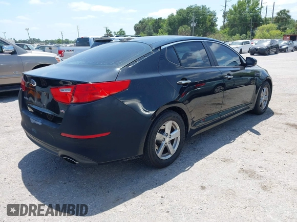 2014 Kia Optima LX with VIN 5XXGM4A78EG296882, listed as a IAAI auction lot 42126103 with 148,004 mi miles. Bid and sale history available at carsss.com. Image 4.
