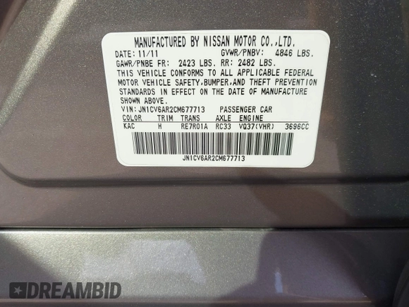 2012 Infiniti G37 x with VIN JN1CV6AR2CM677713, listed as a IAAI auction lot 41864083 with 55,573 mi miles and . Bid and sale history available at DreamBid. Image 9.