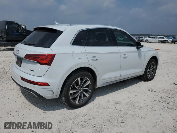 2021 Audi Q5 with VIN WA1AABFY3M2078576, listed as a Copart auction lot 55746134 with 56,350 mi miles and Clean title. Bid and sale history available at DreamBid. Image 3.