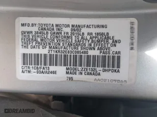 2003 Toyota Matrix Std with VIN 2T1KR32E83C085480, listed as a IAAI auction lot 41950338 with 178,355 mi miles. Bid and sale history available at carsss.com. Image 9.