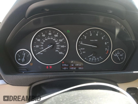 2012 BMW 3 Series 328i with VIN WBA3A5C57CF257346, listed as a Copart auction lot 53744705 with 118,242 mi miles and Salvage title. Bid and sale history available at DreamBid. Image 9.