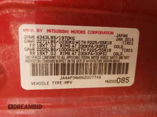 2016 Mitsubishi Outlander Sport 2.4 SE with VIN JA4AP3AW9GZ027749, listed as a Copart auction lot 44528845 with 107,322 mi miles and Salvage Title. Bid and sale history available at carsss.com. Image 16.