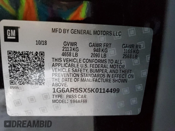 2019 Cadillac CTS Luxury RWD z VIN 1G6AR5SX5K0114499, wystawiony jako Copart lot #43138535 z przebiegiem 81 729 mil mil oraz Szkoda całkowita • Salvage title. Historia ofert i sprzedaży dostępna na DreamBid. Obrazek 12.