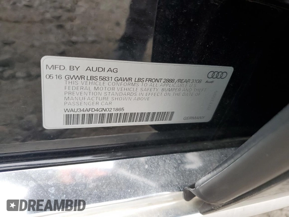 2016 Audi A8 3.0T с VIN WAU34AFD4GN021865, выставлен на аукционе Copart как лот 44164625 с пробегом 101 019 миль миль и Списание • Salvage title. История ставок и продаж доступна на DreamBid. Изображение 14.