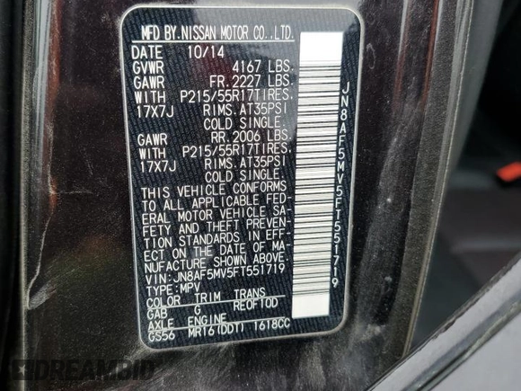 2015 Nissan Juke SL z VIN JN8AF5MV5FT551719, wystawiony jako Copart lot #48200805 z przebiegiem 64 278 mil mil oraz Szkoda całkowita • Salvage title. Historia ofert i sprzedaży dostępna na DreamBid. Obrazek 13.